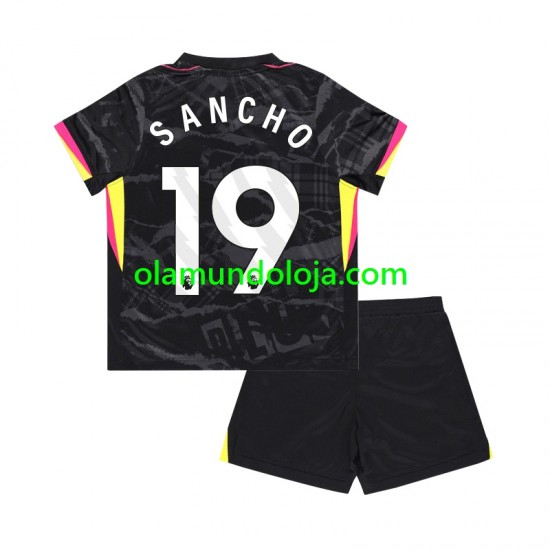 Camisola Chelsea Jadon Sancho 19 Criança Equipamento Terceiro 2024-2025 Manga Curta